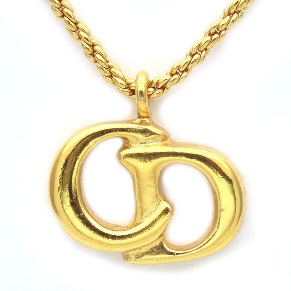Christian Dior Gold Metal Necklace CD Logo - Picture 1 of 6